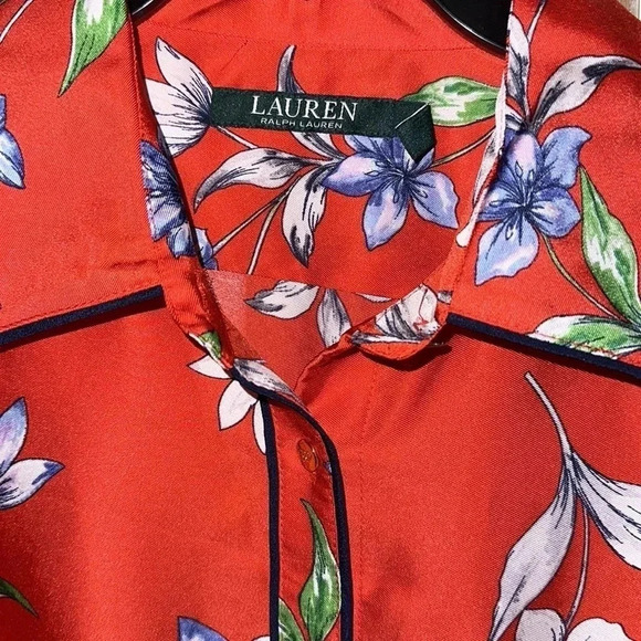 Lauren Ralph Lauren Paza Red Floral Print Twill Dress Size 10 - Picture 8 of 10